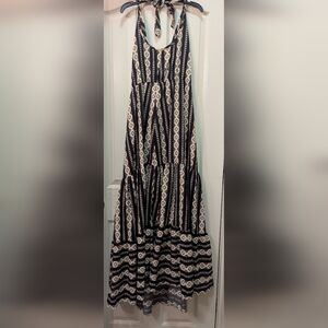 Patterned Halter Hi Low Maxi Dress